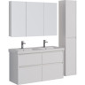 Тумба LEMARK COMBI 125 см под 2 раковины, подвесная/напольная, 4 ящика, белый глянец LM03C125T